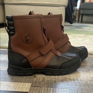 Polo by Ralph Lauren Conquered Hi Boot Kids Size 5 chocolate/tan leather